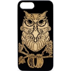 Husa vintage din lemn acacia pentru iPhone 7/8, pirogravura - Acacia wood vintage case for iPhone 7/8, phirography "owl" - wisdom Feng Shui symbol