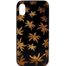 Husa vintage din lemn acacia pentru iPhone X, pirogravura - Acacia wood vintage case for iPhone X, phyrography "Maria Leaves"