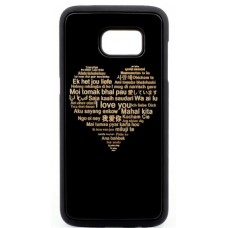 Husa vintage din lemn acacia pentru Samsung Galaxy S7 Edge, pirogravura - Acacia wood vintage case for Samsung Galaxy S7 Edge, phyrography "Heart with a Multilingual Message"