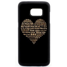 Husa vintage din lemn acacia pentru Samsung Galaxy S7, pirogravura - Acacia wood vintage case for Samsung Galaxy S7, phyrography "Heart with a Multilingual Message"