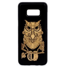 Husa vintage din lemn acacia pentru Samsung Galaxy S8, pirogravura - Acacia wood vintage case for Samsung Galaxy S8, phyrography " Owl" - wisdom Feng Shui symbol"