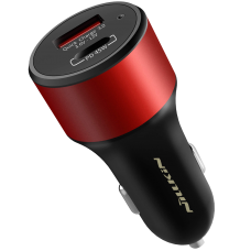 Încărcător auto foarte puternic - Duos Fast Car Charger, USB-A: QC3.0 18W + Type-C: PD3.0 45W, red - Nillkin